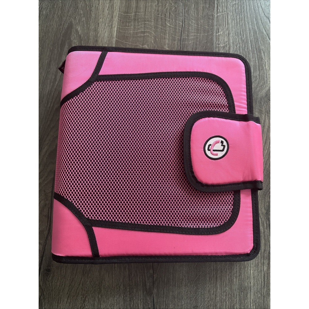 NEW Case It Open Tab Closure 2" Binder W 5 Color Expanding Folders Neon Pink